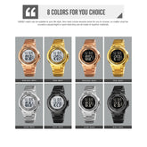 SKMEI 1712 Dual Time LED Digital Display Luminous Stainless Steel Strap Electronic Watch